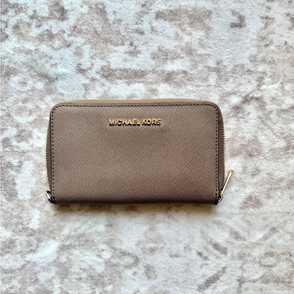 Michael Kors Brown Saffiano Zip-Around Wallet